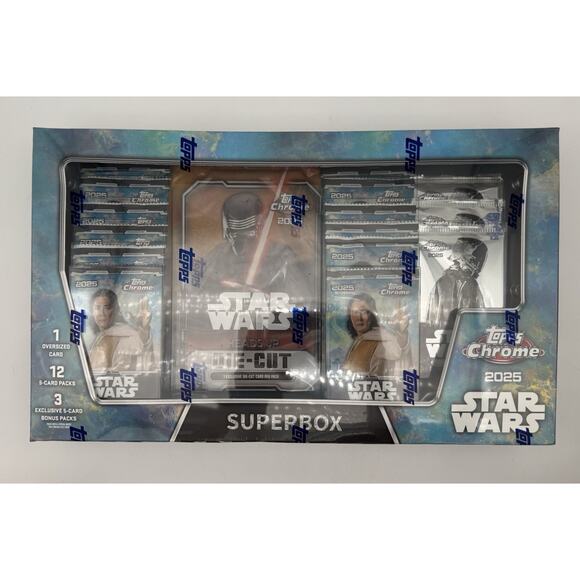 2025 Topps Chrome Star Wars Super Box Costco Exclusive Trading Cards - Picture 1 of 2